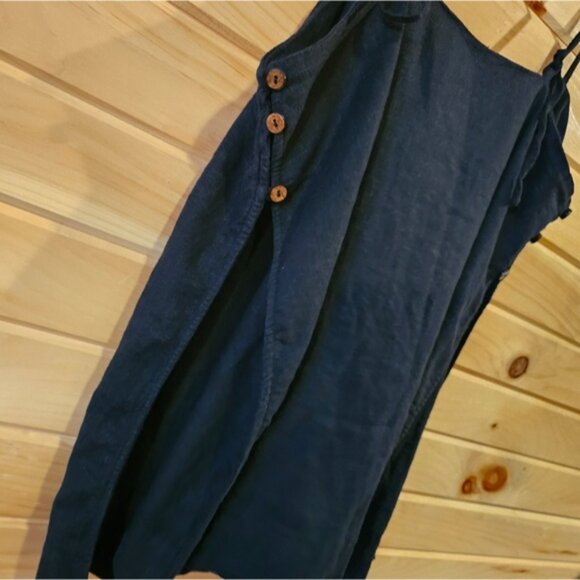 Free people button side Black Women's Spaghetti Strap Top Grunge Punk Edgy Cute - Picture 5 of 6